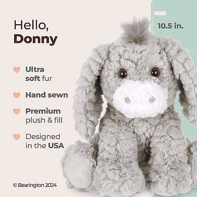 Bearington Donny Plush Donkey Stuffed Animal, 10.5 Inch, For Ages 1-14