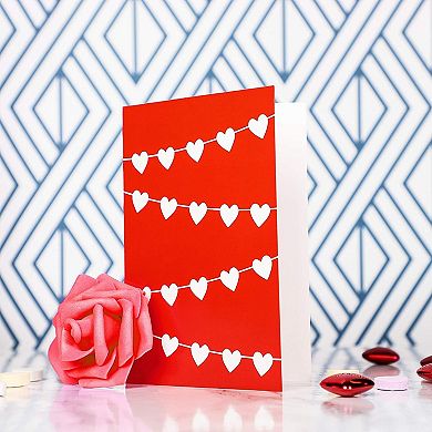 36x Valentine's Day Greeting Cards Blank With Red Envelopes, Heart Pattern 4x6"