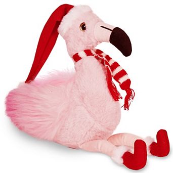 Pluma The Festive Flamingo Stuffed Animal, 8.5" Christmas Plush Toy Decoration