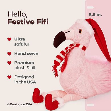 Pluma The Festive Flamingo Stuffed Animal, 8.5" Christmas Plush Toy Decoration