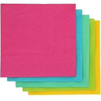 Juvale 200-pack Bulk 2-ply Paper Cocktail Napkins, 5 Tropical Colors, 5" X 5"