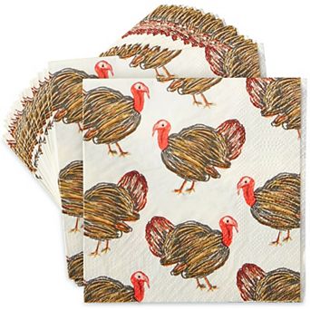 Thanksgiving Napkins -100 Paper Disposable Dinner Cocktail Luncheon Party Napkin