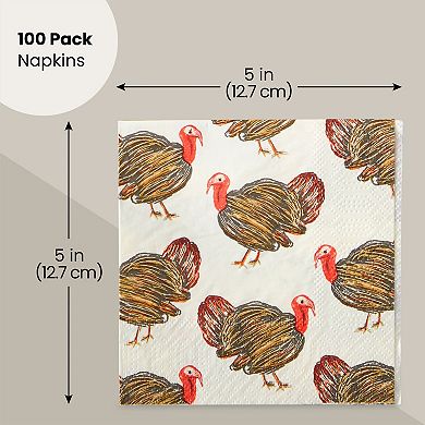 Thanksgiving Napkins -100 Paper Disposable Dinner Cocktail Luncheon Party Napkin