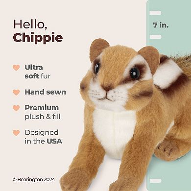 7" Chipmunk, Chippie Plush Tuffed Animal With Ultra-soft Faux-fur