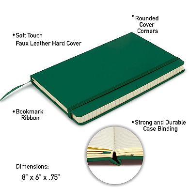 4 Pack A5 Hardcover Leatherette Journals To Write In,192pg Ruled, 5.7” X 8.4”