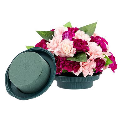 6 Pack Round Florist Foam With Bowls For Flower Arrangements, Green, 4.7 X 2 In