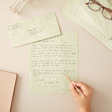 48 Pack Antique Parchment Paper Letter Set With Envelopes (8.5 X 11 In)