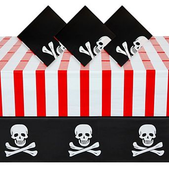 3 Pack Disposable Pirate Tablecloth, Kids Pirate Party Decorations, 54x108 In