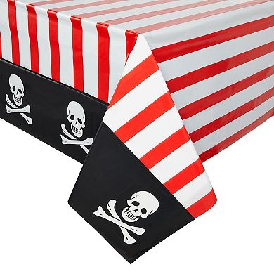 3 Pack Disposable Pirate Tablecloth, Kids Pirate Party Decorations, 54x108 In