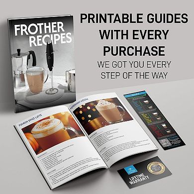 Zulay Kitchen Premium Gift Milk Frother Complete Set with Stencils & Frothing Pitcher Set