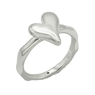 City Luxe Silver Tone Heart Ring