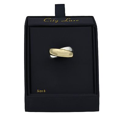 City Luxe Two Tone Bubble Crossover Ring