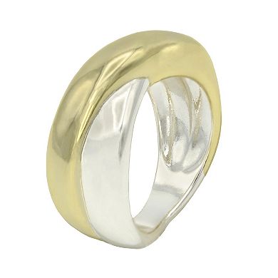 City Luxe Two Tone Bubble Crossover Ring