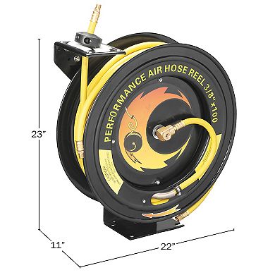 Heavy Duty Retractable 100-foot Air Compressor Hose And Reel By Pentagon Tools