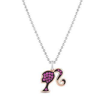 Barbie® Sterling Silver Lab-Created Pink Sapphire Pendant Necklace