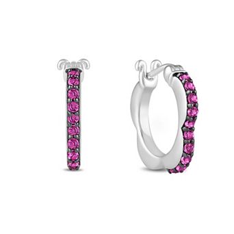 Barbie® Sterling Silver Lab-Created Pink Sapphire Earrings