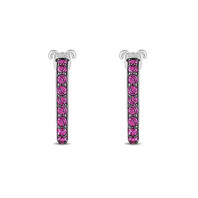 Barbie Sterling Silver Lab-Created Pink Sapphire Earrings