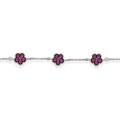 Barbie Sterling Silver Lab-Created Pink Sapphire Bracelet