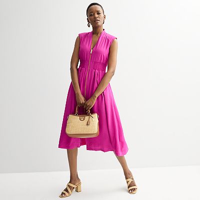 ◎【THE DRESS #45 】 Women's Nine West Zip Front Midi Dress