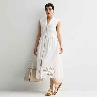 Women's Nine West Zip Front Midi Dress