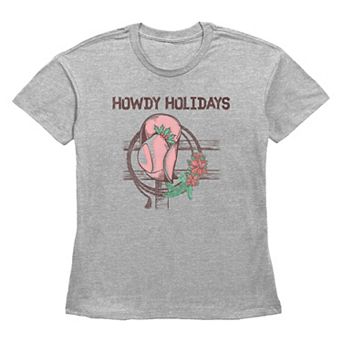 Women's Howdy Holidays Cowgirl Hat Graphic Tee
