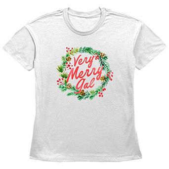 Women's Very Merry Gal Christmas Wreath Graphic Tee