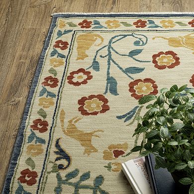 StyleHaven Fairfax Bohemian Small Center Medallion Fringed Edge Area Rug