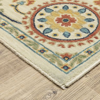 StyleHaven Fairfax Bohemian Medallions Fringed Edge Area Rug