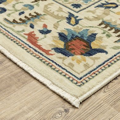 StyleHaven Fairfax Bohemian Floral Border Fringed Edge Area Rug
