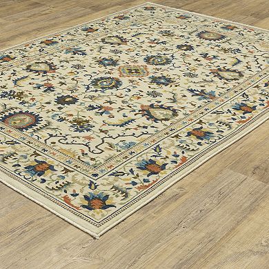 StyleHaven Fairfax Bohemian Floral Border Fringed Edge Area Rug