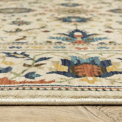 StyleHaven Fairfax Bohemian Floral Border Fringed Edge Area Rug