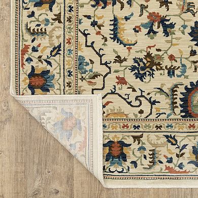 StyleHaven Fairfax Bohemian Floral Border Fringed Edge Area Rug