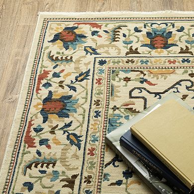 StyleHaven Fairfax Bohemian Floral Border Fringed Edge Area Rug