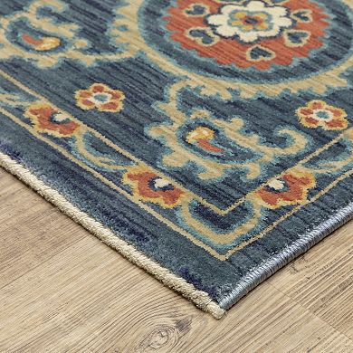 StyleHaven Fairfax Bohemian Floral Medallion Fringed Edge Area Rug