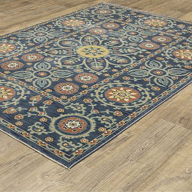 StyleHaven Fairfax Bohemian Floral Medallion Fringed Edge Area Rug