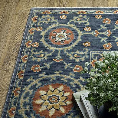 StyleHaven Fairfax Bohemian Floral Medallion Fringed Edge Area Rug