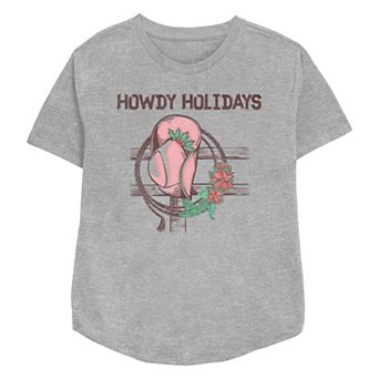 Women's Howdy Holidays Cowgirl Hat Relaxed Fit Graphic Tee