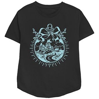 Women's Christmas Scene Ornament Relaxed Fit Graphic Tee