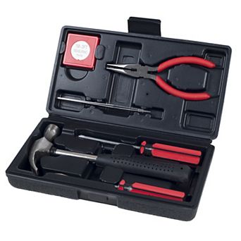 Stalwart 6 pc Household Tools Set With Hammer, Red