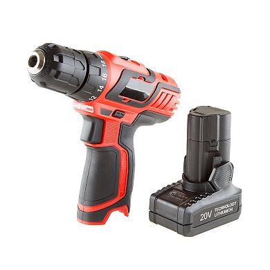 Stalwart 65pc Cordless Drill Set With Bits, Red
