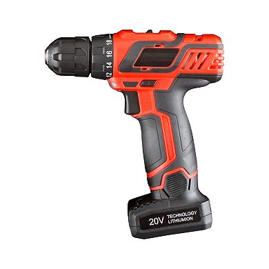 Stalwart 65pc Cordless Drill Set With Bits, Red