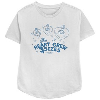 Women's Dr. Seuss Grinch Heart Grew 3 Sizes Relaxed Fit Graphic Tee