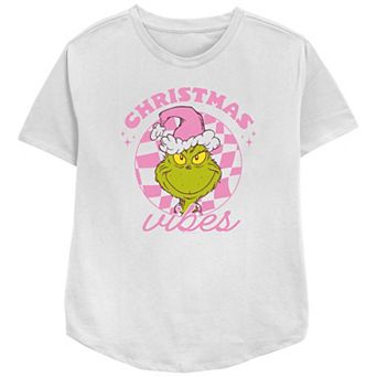Women's Dr. Seuss Grinch Christmas Vibes Relaxed Fit Graphic Tee