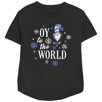 Women's Dr. Seuss The Cat In The Hat Oy To The World Relaxed Fit Graphic Tee