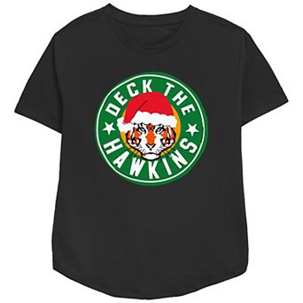 Women's Stranger Things Deck The Hawkins Relaxed Fit Graphic Tee