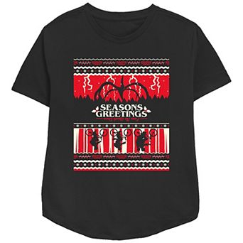 Women's Stranger Things Season's Greeting From The Upside Down Relaxed Fit Graphic Tee