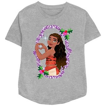 Disney's Moana Sparkling Christmas Wreath Women's Relaxed Fit Graphic Tee