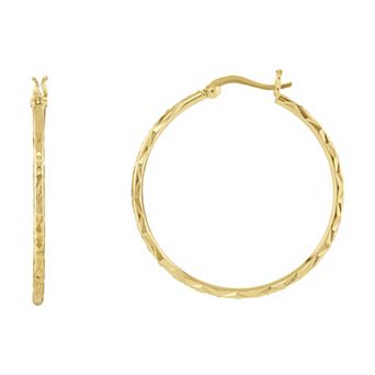 PRIMROSE 24k Gold Plated Textured Hoop Earrings