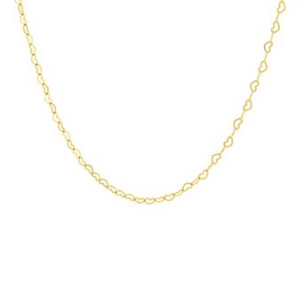 PRIMROSE 24k Gold Plated Polished Open Heart Link Chain Necklace
