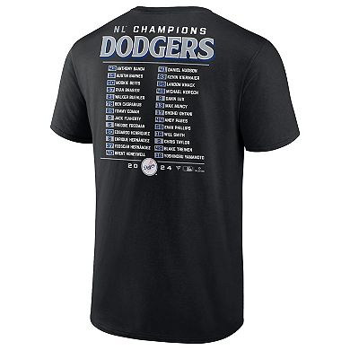Men's Fanatics Los Angeles Dodgers MLB 2024 National League Champions Post Season Roster T-Shirt